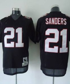 Mitchell And Ness Falcons #21 Deion Sanders Black Stitched Throwback NFL Jersey