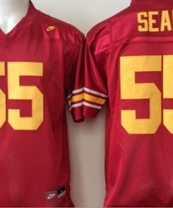 Trojans #55 Junior Seau Red Stitched NCAA Jersey