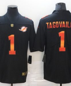 Men's Miami Dolphins #1 Tua Tagovailoa Black Fashion Limited Stitched NFL Jersey