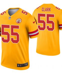 Men's Kansas City Chiefs #55 Frank Clark Gold Inverted Legend Jersey