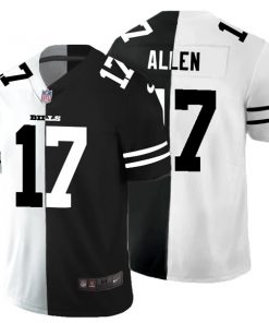 Men's Buffalo Bills #17 Josh Allen Black White Split 2020 Stitched Jersey
