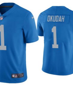 Men's Detroit Lions #1 Jeff Okudah Blue 2020 NFL Draft Vapor Limited Jersey