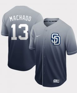 Men's San Diego Padres #13 Manny Machado Grey Fade Stitched MLB Jersey