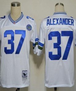 Mitchell And Ness Seahawks #37 Shaun Alexander White Stitched Throwback NFL Jersey