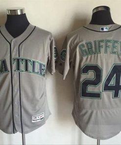 Mariners #24 Ken Griffey Grey Flexbase Authentic Collection Stitched MLB Jersey