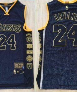 Lakers #24 Kobe Bryant Black Serpentine Retirement Memorial Stitched NBA Jersey