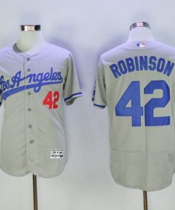 Dodgers #42 Jackie Robinson Grey Flexbase Authentic Collection Road Stitched MLB Jersey