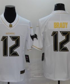Men's Tampa Bay Buccaneers #12 Tom Brady 2020 White Golden Stitched NFL Jersey