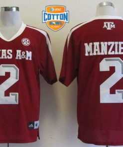 Aggies #2 Johnny Manziel Red SEC Patch AT&T Cotton Bowl Stitched NCAA Jersey