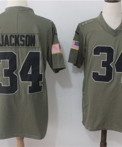 Men's Oakland Raiders #34 Bo Jackson Olive Salute To Service Limited Stitched NFL Jersey