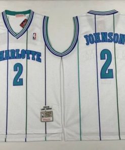 Mitchell And Ness Hornets #2 Larry Johnson White Throwback Stitched NBA Jersey