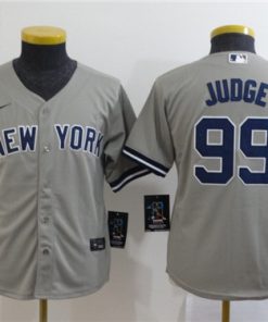 Women's New York Yankees #99 Aaron Judge Grey Cool Base Stitched MLB Jersey(Run Small