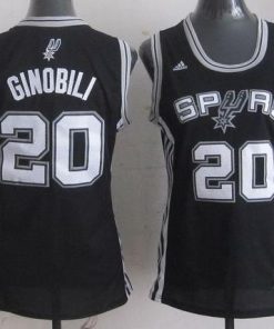 Spurs #20 Manu Ginobili Black Women's Road Stitched NBA Jersey