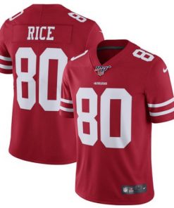 Men's San Francisco 49ers 100th #80 Jerry Rice Red Vapor Untouchable Limited Stitched NFL Jersey