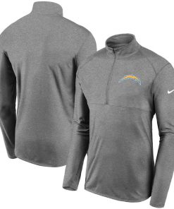 Men's Los Angeles Chargers Heathered Gray Fan Gear Element Performance Half-Zip Pullover Jacket