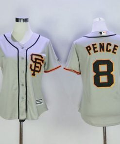 Giants #8 Hunter Pence Grey Women's Road 2 Stitched MLB Jersey