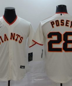 Men's San Francisco Giants #28 Buster PoseyWhite Cool Base Stitched MLB Jersey