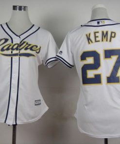 Padres #27 Matt Kemp White Home Women's Stitched MLB Jersey
