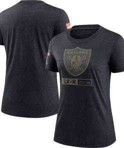 Women's Las Vegas Raiders 2020 Black Salute To Service Performance NFL T-Shirt (Run Small)