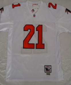 Mitchell And Ness Falcons #21 Deion Sanders White Throwback Stitched NFL Jersey