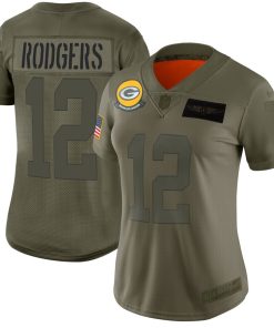 Women's Green Bay Packers #12 Aaron Rodgers 2019 Camo Salute To Service Stitched NFL Jersey(Run Small)