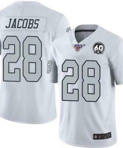 Men's Oakland Raiders #28 Josh Jacobs White 60th Anniversary Vapor Limited Stitched NFL 100th Season Jersey