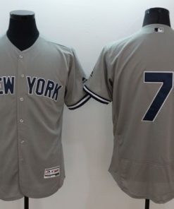 Yankees #7 Mickey Mantle Grey Flexbase Authentic Collection Stitched MLB Jersey