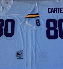 Mitchell And Ness Vikings #80 Cris Carter White Throwback Stitched NFL Jersey