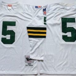 Mitchell And Ness 1961 Packers #5 Paul Hornung White Throwback Stitched NFL Jersey