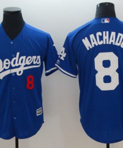 Men's Los Angeles Dodgers #8 Manny Machado Royal Cool Base Stitched MLB Jersey