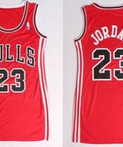 Bulls #23 Michael Jordan Red Women's Dress Stitched NBA Jersey