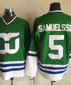 Whalers #5 Ulf Samuelsson Green CCM Throwback Stitched NHL Jersey