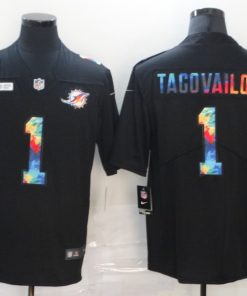 Men's Miami Dolphins #1 Tua Tagovailoa 2020 Black Crucial Catch Limited Stitched NFL Jersey