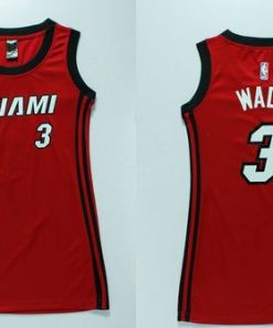 Heat #3 Dwyane Wade Red Women's Dress Stitched NBA Jersey