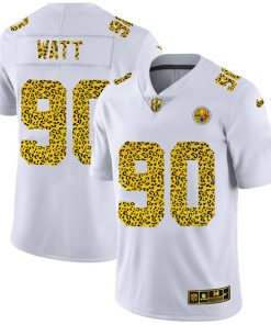 Men's Pittsburgh Steelers #90 T. J. Watt 2020 White Leopard Print Fashion Limited Stitched NFL Jersey