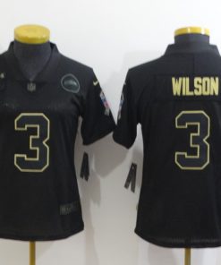Women's Seattle Seahawks #3 Russell Wilson Black Salute To Service Limited Stitched Jersey(Run Small)