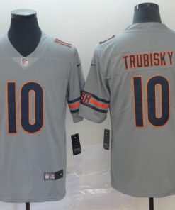Men's Chicago Bears #10 Mitchell Trubisky Silver Inverted Legend Stitched NFL Jersey