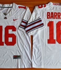 Buckeyes #16 J. T. Barrett White Diamond Quest Stitched NCAA Jersey