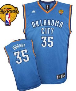 Thunder #35 Kevin Durant Blue Finals Patch Stitched NBA Jersey