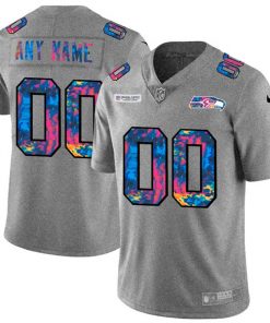 Men's Seattle Seahawks ACTIVE PLAYER Custom 2020 Grey Crucial Catch Limited Stitched NFL Jersey