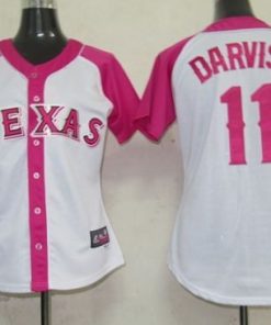 Rangers #11 Yu Darvish White/Pink Women's Splash Fashion Stitched MLB Jersey