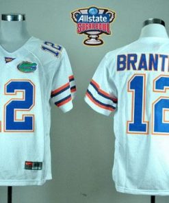 Gators #12 John Brantley White Allstate Sugar Bowl Stitched NCAA Jersey