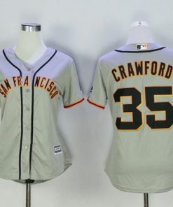 Giants #35 Brandon Crawford Grey Women's Road Stitched MLB Jersey