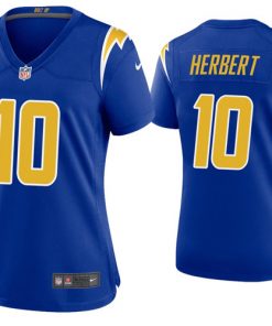Women's Los Angeles Chargers #10 Justin Herbert 2020 Royal Vapor Untouchable Limited Stitched Jersey