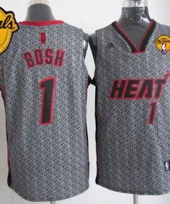 Heat #1 Chris Bosh Grey Static Fashion Finals Patch Stitched NBA Jersey