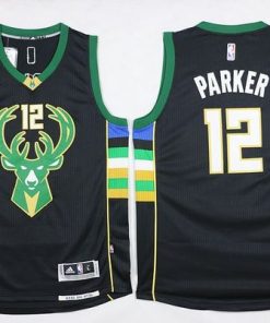 Bucks #12 Jabari Parker Black Alternate Stitched NBA Jersey