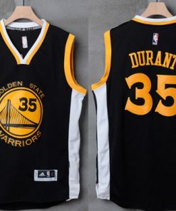 Warriors #35 Kevin Durant Black/White Stitched NBA Jersey