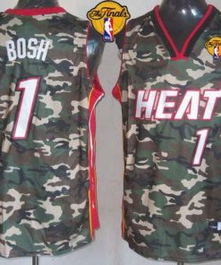 Heat #1 Chris Bosh Camo Stealth Collection Finals Patch Stitched NBA Jersey