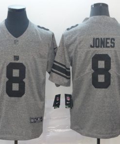 Men's New York Giants #8 Daniel Jones Grey Limited Stitched NFL Jersey