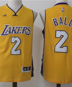 Men's Los Angeles Lakers #2 Ball Yellow Stitched NBA Jersey